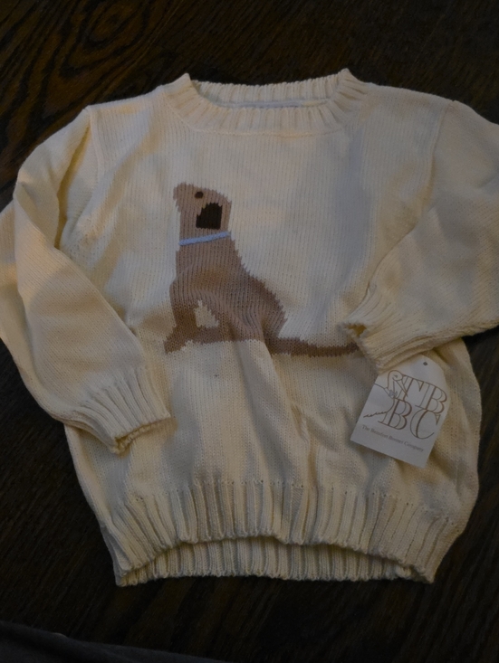 The Beaufort Bonnet Company Other - The Beaufort Bonnet Company Cream Kids Sweater with Brown Dog Motif